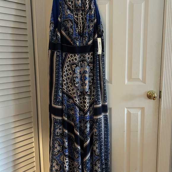 NEW Eliza J Blue and Black Patterned Maxi Dress - Picture 2 of 6